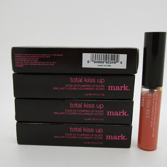 AVON Mark Total Kiss Up Hook Up Plumping Lip Gloss REVEL - Lot of 4